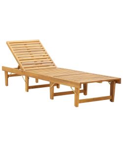 Lettino Prendisole Pieghevole con Cuscino in Massello di Acacia 46491
