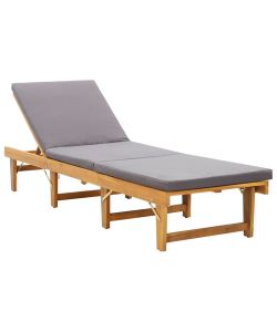 Lettino Prendisole Pieghevole con Cuscino in Massello di Acacia 46491