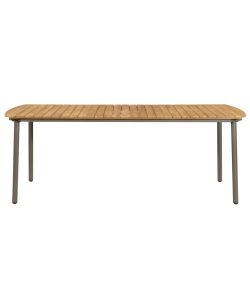 vidaXL Tavolo da Giardino in Acacia e Acciaio - Marrone - 200x100 cm