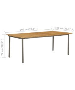 vidaXL Tavolo da Giardino in Acacia e Acciaio - Marrone - 200x100 cm