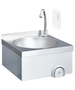 Lavandino con Rubinetto e Dispenser Sapone in Acciaio Inox