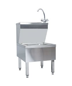 Lavandino Commerciale con Rubinetto da Pavimento Acciaio Inox