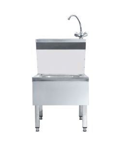 Lavandino Commerciale con Rubinetto da Pavimento Acciaio Inox