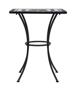 Tavolino da Bistrot con Mosaico Nero e Bianco 60 cm in Ceramica