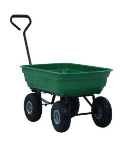  Carrello Manuale Ribaltabile da Giardino 300 kg 75 L Verde