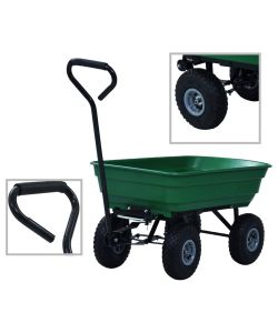  Carrello Manuale Ribaltabile da Giardino 300 kg 75 L Verde