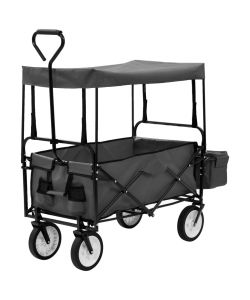  Carrello Pieghevole a Mano con Tettuccio in Acciaio Grigio