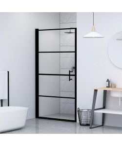 Porta per Doccia in Vetro Temperato 81x195 cm Nera
