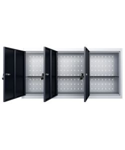  Armadio a Parete Stile Industriale in Metallo Grigio Nero