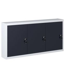  Armadio a Parete Stile Industriale in Metallo Grigio Nero