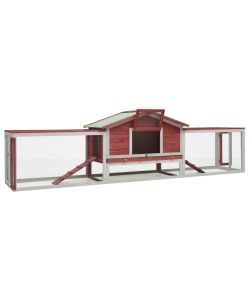 Conigliera Rossa 310x70x87 cm in Legno Massello di Pino e Abete