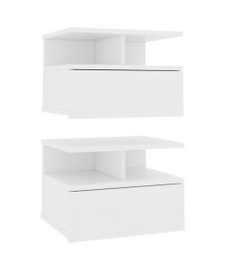 vidaXL Comodini Pensili 2 pz Bianco 40x31x27 cm in Truciolato - Design Elegante e Classico - Spazio per Libri e Riviste - Facile Montaggio