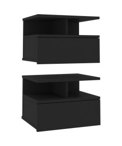 vidaXL Comodini Pensili 2 pz Nero 40x31x27 cm in Truciolato - Design Elegante e Classico - Spazio per Libri e Decorazioni - Facile Montaggio