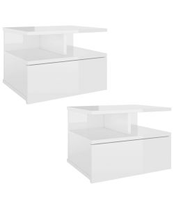 vidaXL Comodini Pensili 2 pz Bianco Lucido 40x31x27 cm in Truciolato - Design Elegante e Classico - Spazio per Riviste e Libri - Facile Montaggio