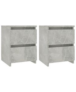 vidaXL Comodini Grigio Cemento 2 pz 30x30x40 cm in Truciolato