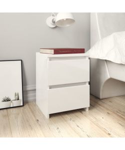 vidaXL - Comodini Bianchi Lucidi 2 pz 30x30x40 cm in Truciolato