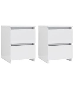 vidaXL - Comodini Bianchi Lucidi 2 pz 30x30x40 cm in Truciolato