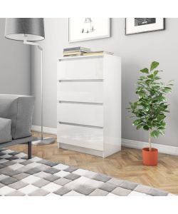 Credenza Bianco Lucido 60x35x98,5 cm in Legno Compensato