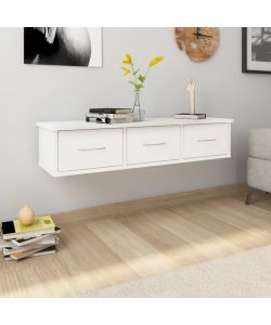 Scaffale con Cassetti a Parete Bianco 88x26x18,5 cm Truciolato