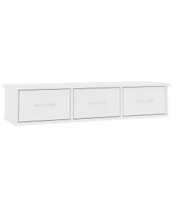 Scaffale con Cassetti a Parete Bianco 88x26x18,5 cm Truciolato