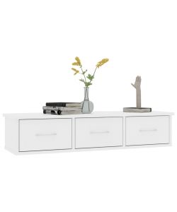 Scaffale con Cassetti a Parete Bianco 88x26x18,5 cm Truciolato