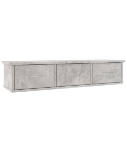 Scaffale Cassetti a Muro Grigio Cemento 88x26x18,5cm Truciolato