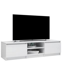 Mobile TV Bianco Lucido 140x40x35,5 cm in Truciolato