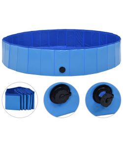Piscina per Cani Pieghevole Blu 160x30 cm in PVC