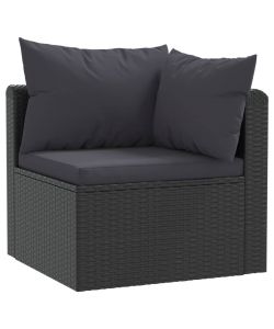 Set Divani da Giardino 5 pz con Cuscini in Polyrattan Nero 46554