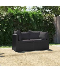 Set Divani da Giardino 2 pz con Cuscini in Polyrattan Nero 46556
