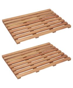 Pedane da Bagno 2 pz in Legno Massello d'Acacia 56x37 cm