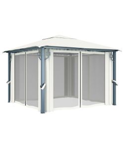 Gazebo con Tenda 300x300 cm Crema Alluminio