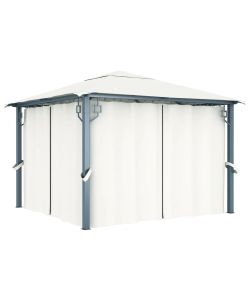Gazebo con Tenda 300x300 cm Crema Alluminio