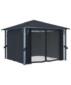 Gazebo con Tenda 300x300 cm Antracite Alluminio