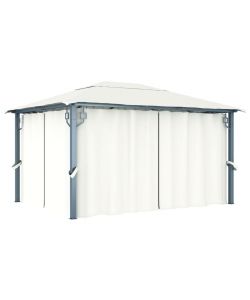Gazebo con Tenda 400x300 cm Crema Alluminio