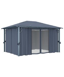 Gazebo con Tenda 400x300 cm Antracite Alluminio