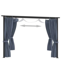 Gazebo con Tende 3x3 m Antracite in Acciaio