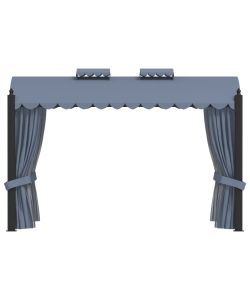 Gazebo con Tende 3x4 cm Antracite in Acciaio