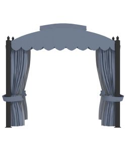 Gazebo con Tende 3x4 cm Antracite in Acciaio