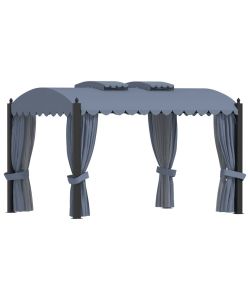 Gazebo con Tende 3x4 cm Antracite in Acciaio