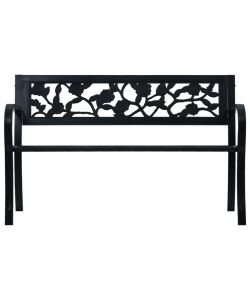 Panchina da Giardino 125 cm Nera in Acciaio  47942