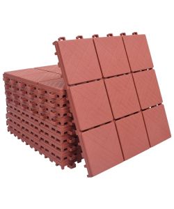 Piastrelle per Decking 10 pz Rosse 30,5x30,5 cm in Plastica