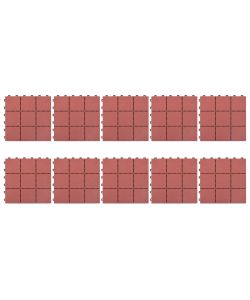Piastrelle per Decking 10 pz Rosse 30,5x30,5 cm in Plastica
