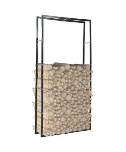 Rastrelliera per Legna da Ardere Nera 100x25x200 cm in Acciaio