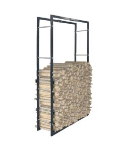 Rastrelliera per Legna da Ardere Nera 80x25x150 cm in Acciaio