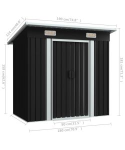 vidaXL Casetta da Giardino in Acciaio - Antracite - 190x124x181 cm