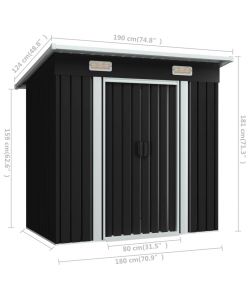 vidaXL Casetta da Giardino in Acciaio - Antracite - 190x124x181 cm