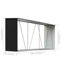 vidaXL Capannone da Giardino per Legna - Antracite - 330x84x152cm