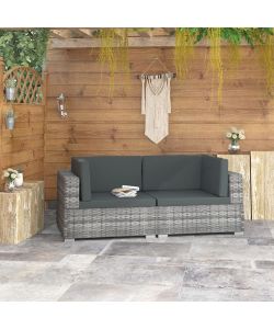 Poltrone Modulari ad Angolo con Cuscini 2 pz Polyrattan Grigio