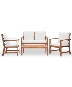 vidaXL Set Divani da Giardino in Acacia con Cuscini - Bianco